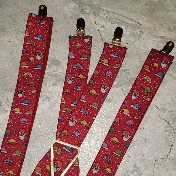 Ho! Ho! Ho! Red FESTIVE Santa Clause Winter Hats Suspenders - Picture 2 of 7